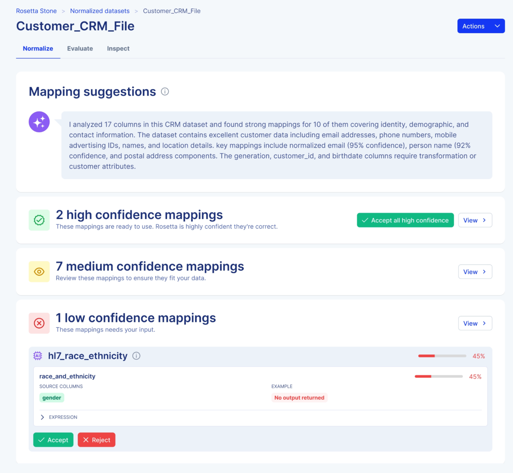 Rosetta Stone mapping suggestions